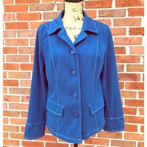 Bob Mackie Smart Denim Button Front Jacket Blazer